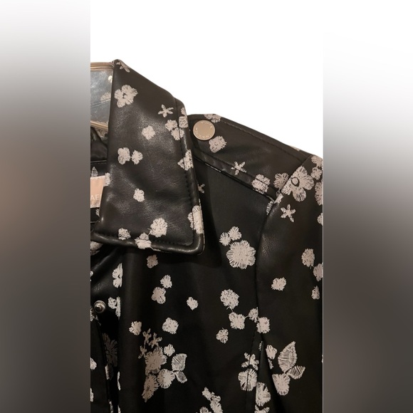 Micheal Kors Faux Leather Floral Jacket-Black&White - Picture 7 of 11